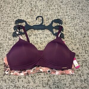 NWT Bundle Vince Camuto Purple & Pink Floral Seamless Bras Size 36B